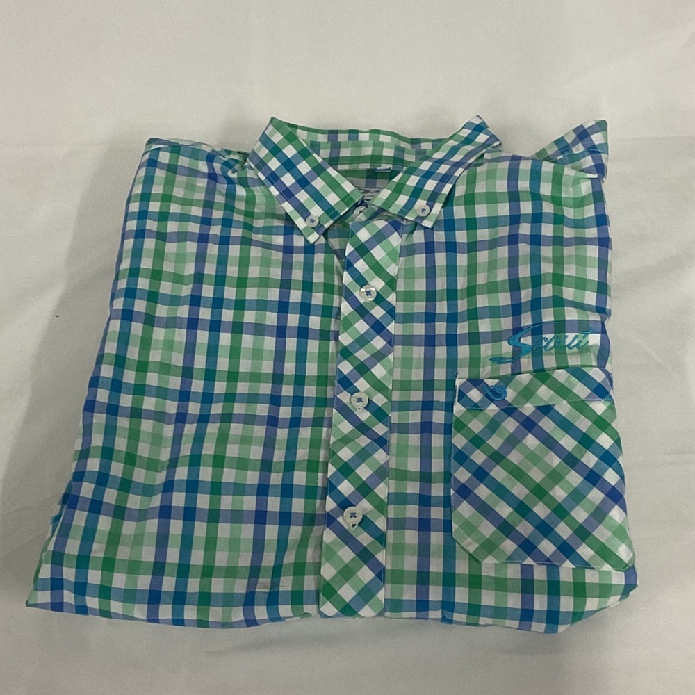 Classic mojo Green and Blue Plaid Men's Shirt